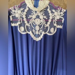 Vintage 70’s What’s Up By Carol Victorian Periwinkle Blue Dress Size 10 Lace
